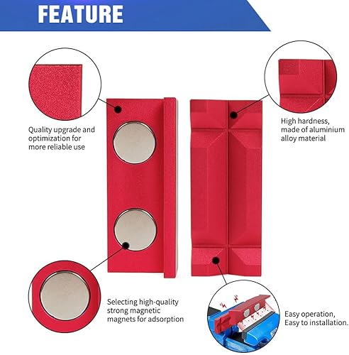 Miniatura 10 de BARTOO Almohadillas de mordazas de tornillo de aluminio de 4 pulgadas, tornillo de banco magnético reversible, cubiertas de mordaza de tornillo de