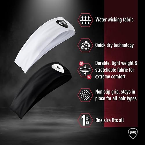 Miniatura 2 de Diadema de banda de sudor para hombres, la mejor diadema de entrenamiento y deportes para correr, ejercicio, fútbol, béisbol, softbol, tenis y más