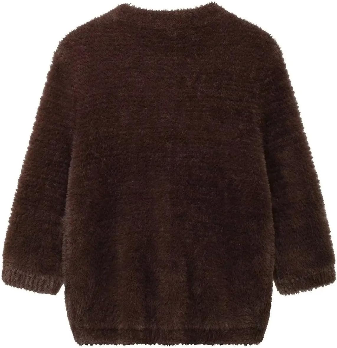 Autumn and Winter Knitted Mohair Round Neck 9-Quarter Sleeve Sweater Cardigan Three-Dimensional Flower Button