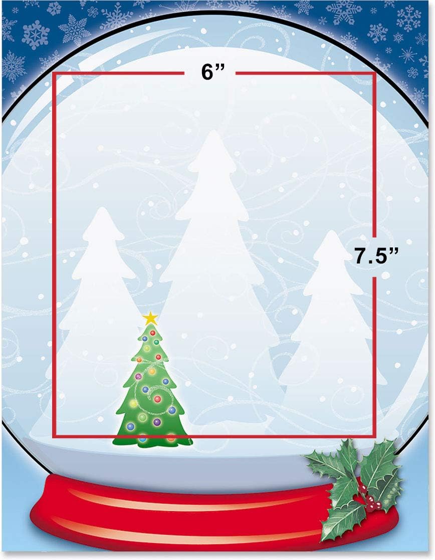 PaperDirect Winter Wonderland Snowglobe Christmas Holiday Theme Stationery, Border Paper, Letterhead 8.5 x 11, 100 sheets, Elegant Premium Writing Paper, Decorative Printer Paper