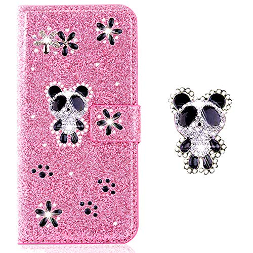 Leather Sparkle Fashion Amazing Diamond Compatible with iPhone XS Max,Bling Glitter 3D Floral Stand Function Flip Kickstand Magnetic Book Wallet with Card Slot Holder Protective Cover