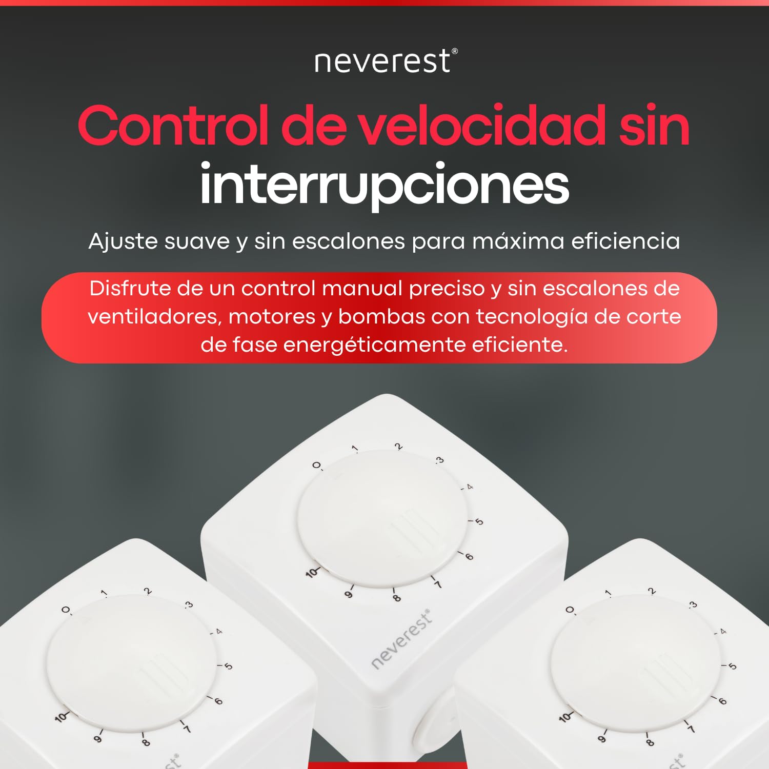 neverest® Regulador de velocidad de 230 V 1,0 A para ventiladores, bombas, motores, montaje en superficie/empotrado