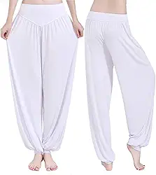 Calças Femininas de Harém Modal de Cintura Alta para Dançar e Fazer Exercícios