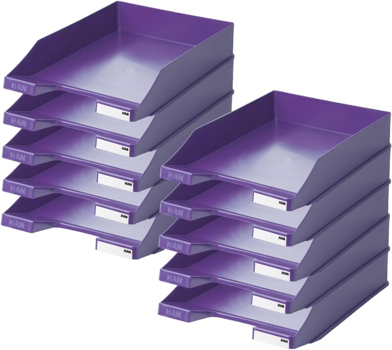 HAN Classic Letter Tray Pack of 10 Desk Organiser Office Supplies Storage Compartments Office Supplies Letter Tray Document Tray up to A4/C4 Format 1027-X-57 Purple