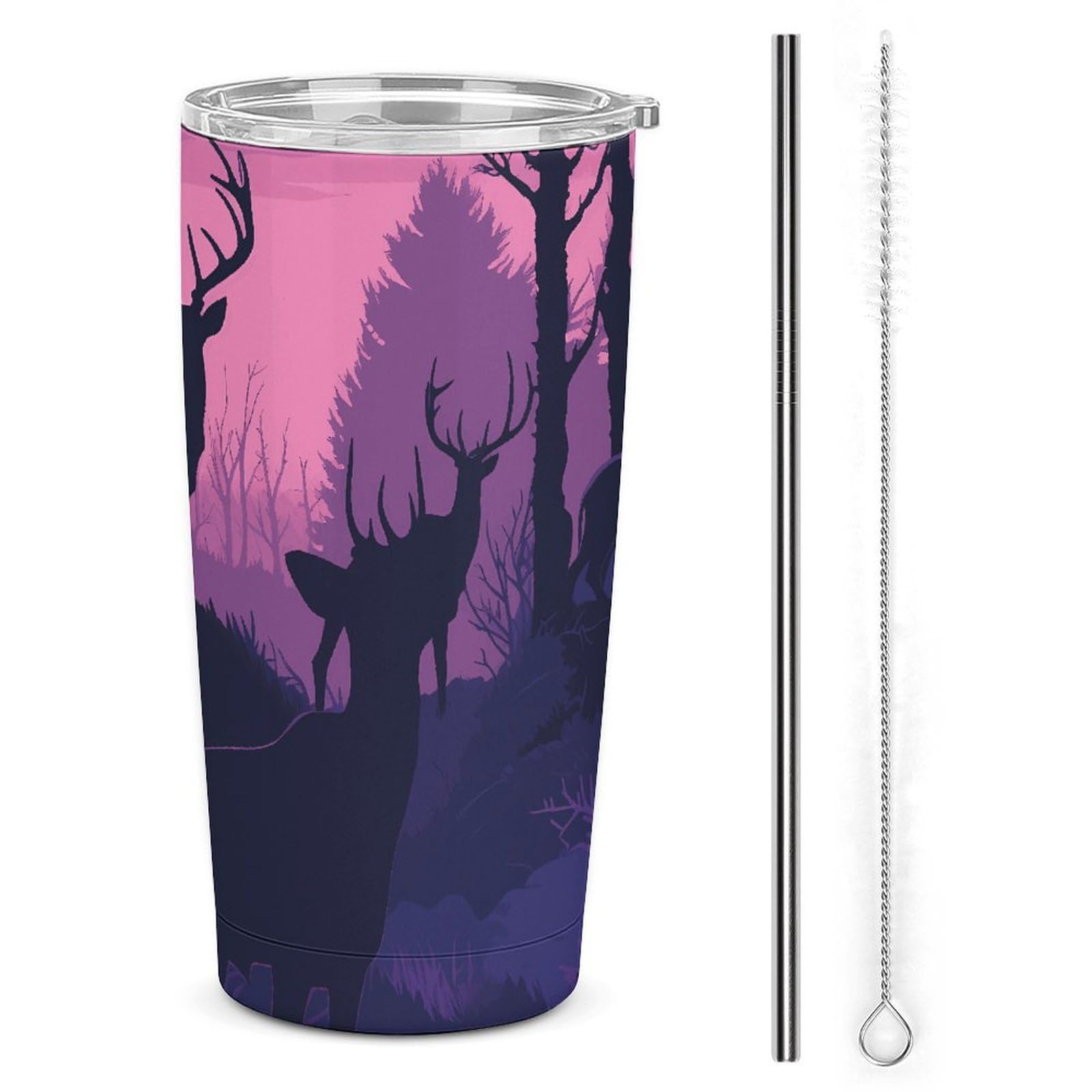 Tasse à café de voyage isotherme 591 ml gobelet inox avec couvercle et paille