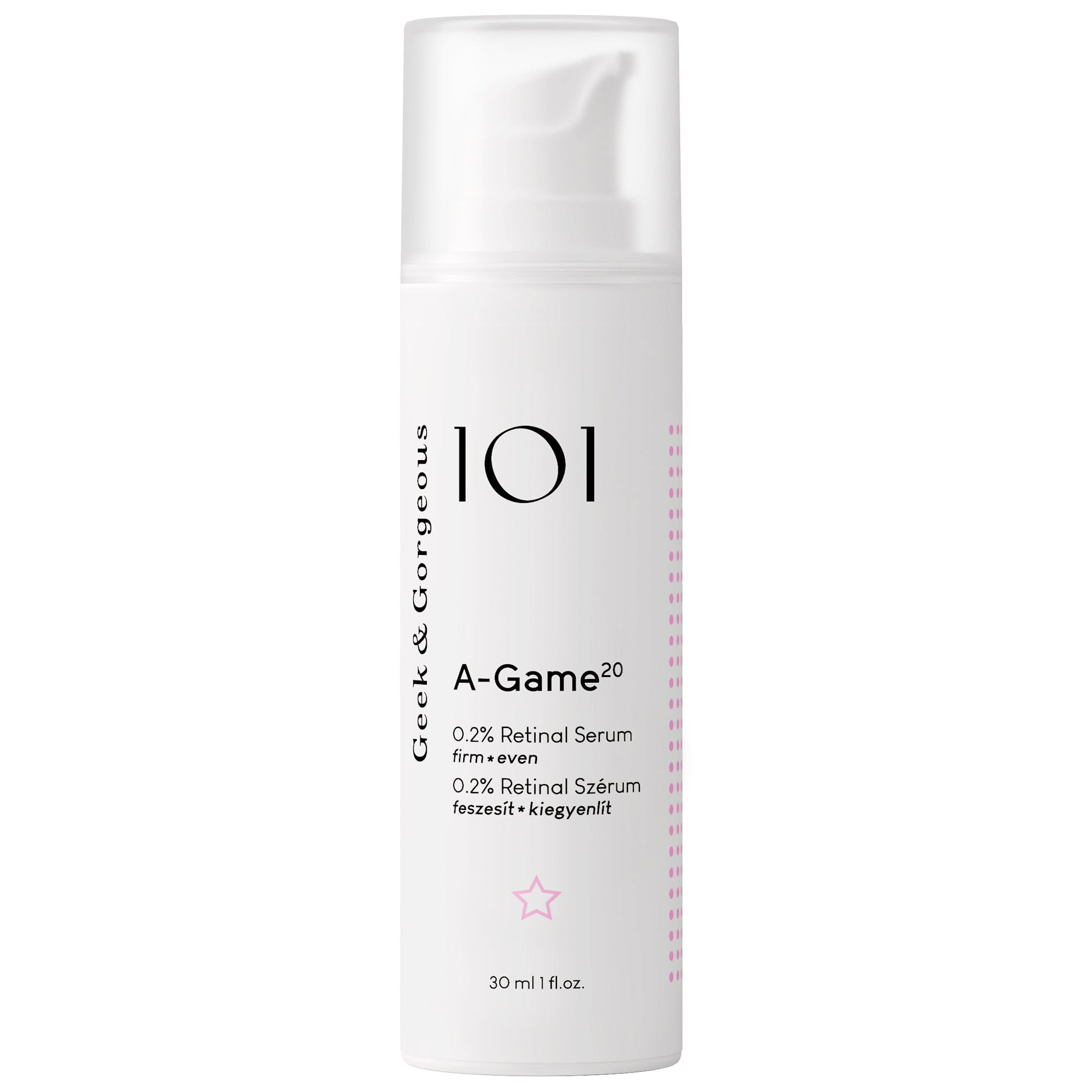 Geek & Gorgeous A-Game 20 – 0,2 % Retinal-Serum – Anti-Aging-Nachtserum mit Vitamin A – Mildert Falten, glättet Haut & stärkt Kollagen – Für Retinoid-erfahrene – 30 ml