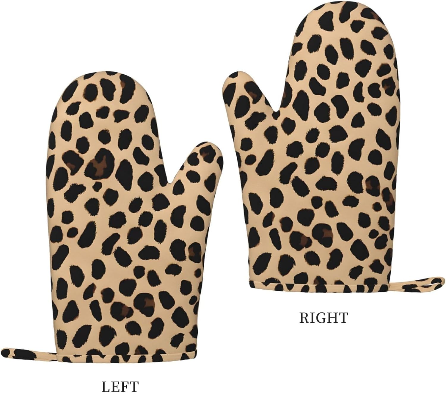 Yellow Leopard Print Oven Mitts and Pot Holders Set of 4 Heat Resistant Kitchen Gloves with Silicone Palm Hot Pads for Baking Cooking Grilling BBQ