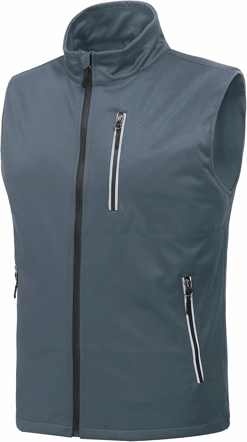 GIISAM Men's Softshell Vest,Windproof Sleeveless Golf Vests for Men Waterproof Running Cycling Vest