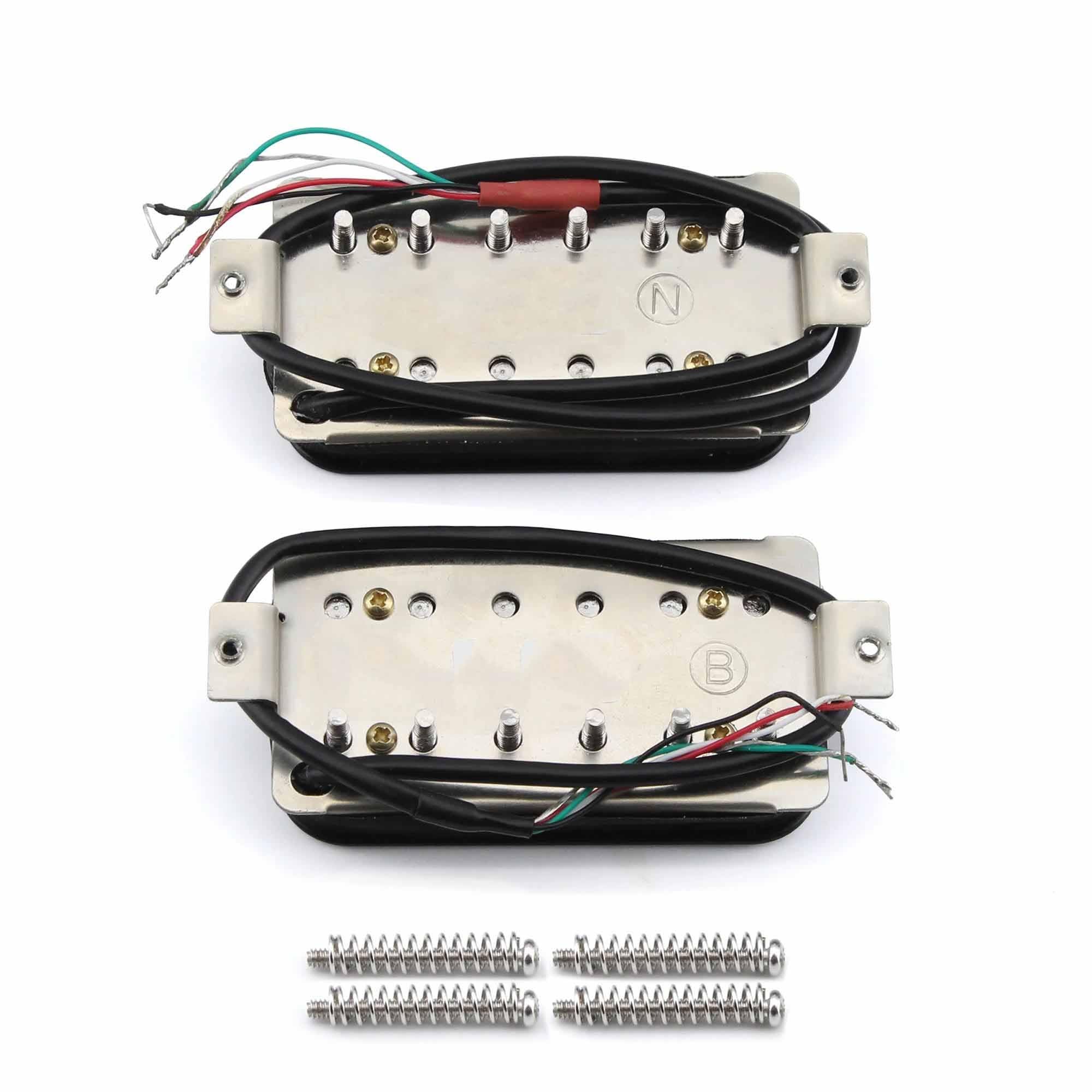 Repuestos Para Pastillas De Guitarra Juego De Pastillas De Guitarra De Doble Bobina | Juego de pastillas Humbucker Alnico 5, color negro, puente de cuello, pastillas de guitarra de doble bobina