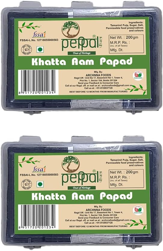 Peppal Kala Khatta Aam Papad, 400 Grams -Dry, Fresh and Khatta Meetha Mango Pulp Thin Papad Slices Mukhwas Mouth Fresheners | Mukhwas Bottle | Sweet Mouth Freshener, After Meal and Drink Mukhwas Mouth Freshener