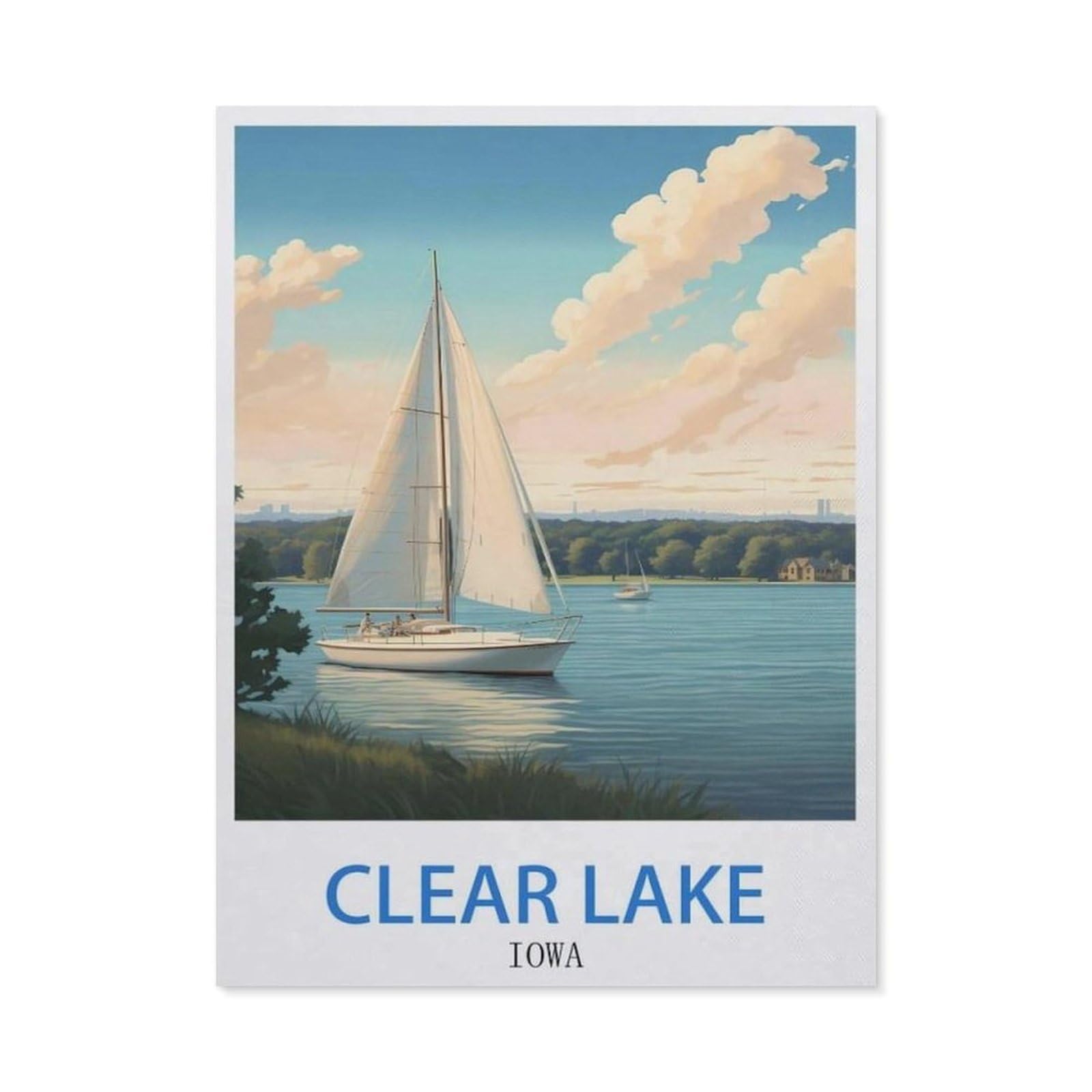 BEAYODKP DIY 5D Diamond Painting，Clear Lake Iowa（50 x 60 cm）