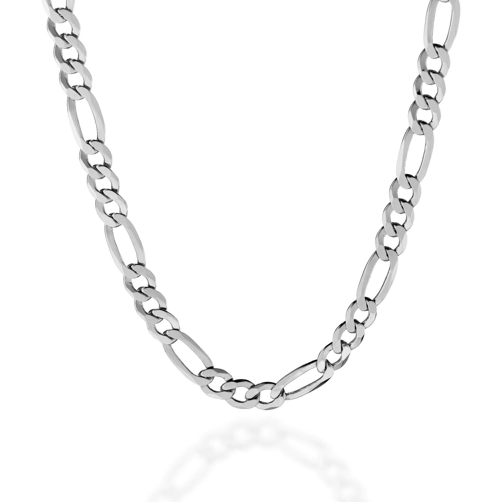 QUADRI - Collar Hombre y Mujer Plata 925 - Cadena Figaro - Made in Italy | Ancho 7 mm - Largo 46-66 cm - Idea de Regalo para Cumpleaños, Aniversario, San Valentín