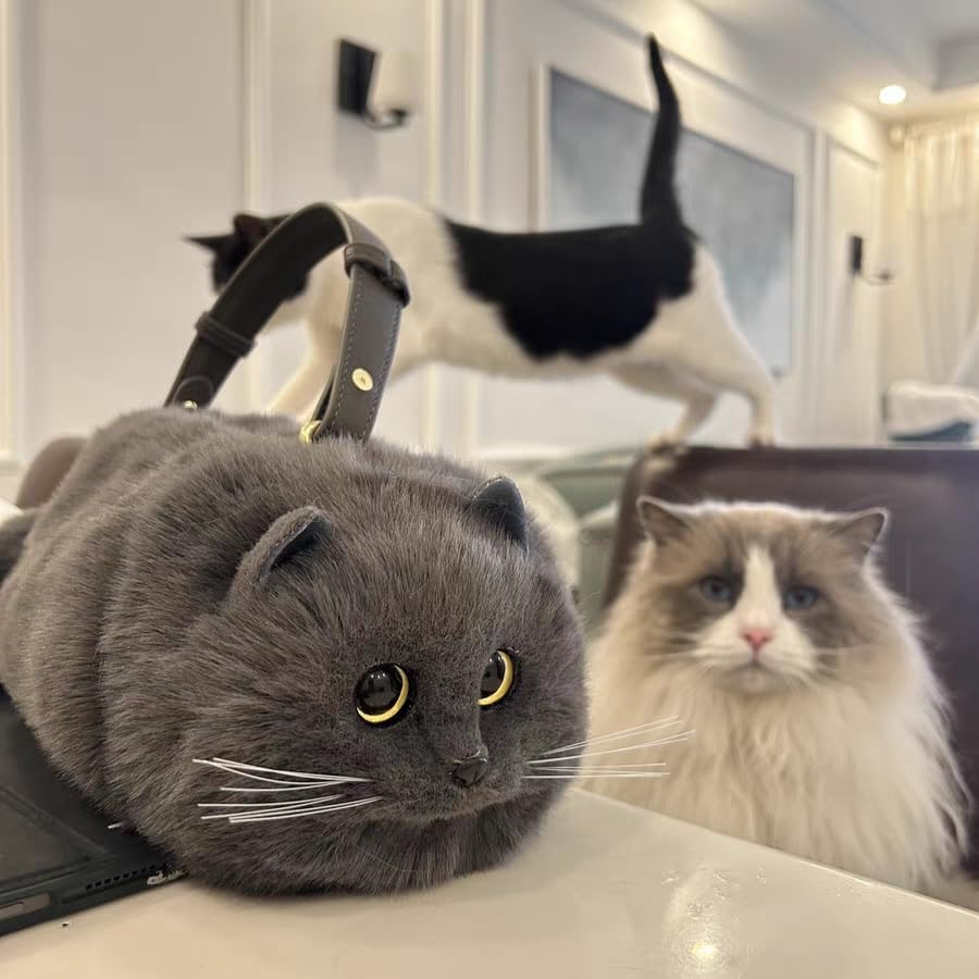 Handmade gray Updated Shoulder Bag - Spacious Design Can Hold Phone - Presents for Cat Lovers| For Christmas, Birthdays, Anniversaries - Image 5