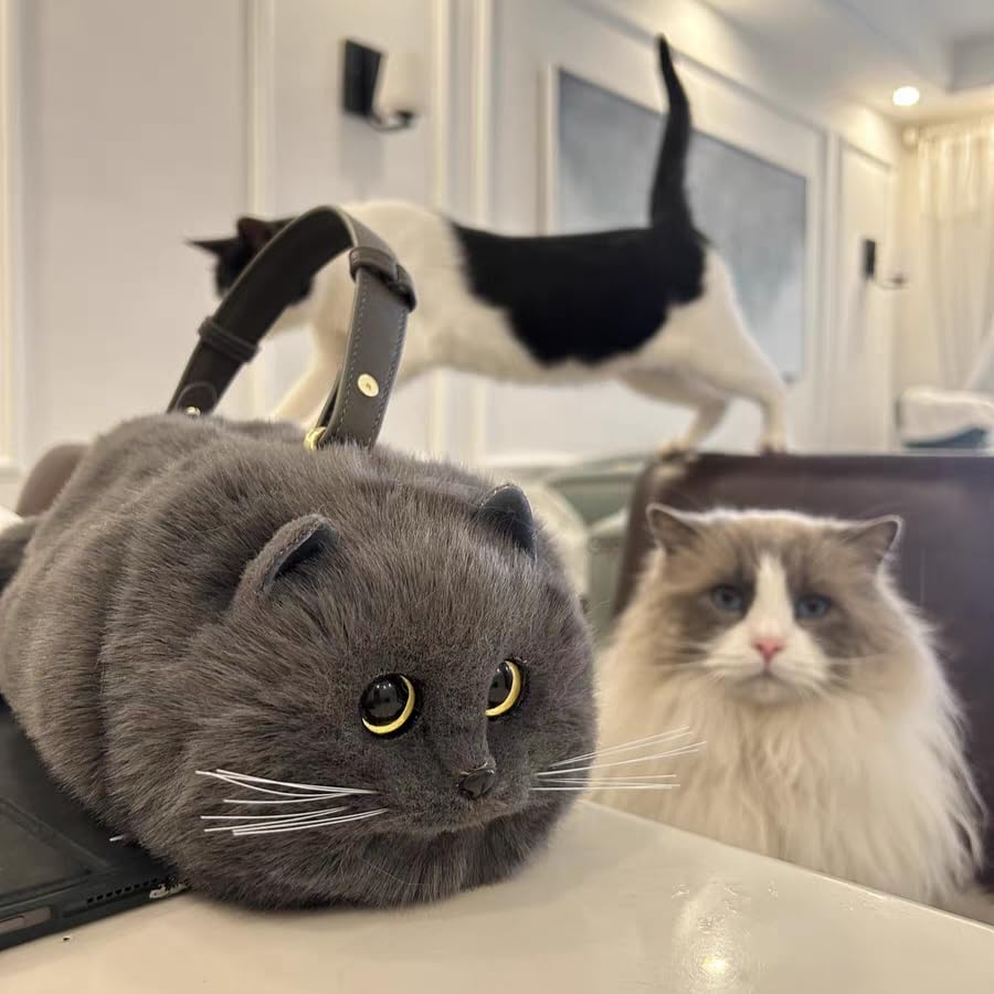 Russian Plush Shoulder Bag, Furry Kitty Purse - Spacious Design, Holds Phone - Perfect for Cat Lovers | Valentine's Day, Birthdays, Anniversaries3