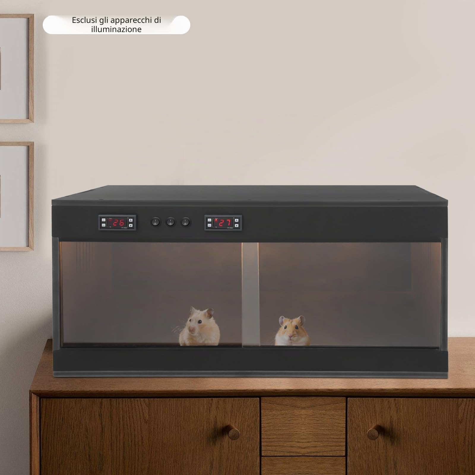 Terrario rettile, 80 x 40 x 40 cm, con finestra scorrevole, termometro fino a 40 ℃ e ventilazione laterale, scatola di alimentazione per tartarughe, camaleonte, lumache, ragni, iguana, geco (nero)