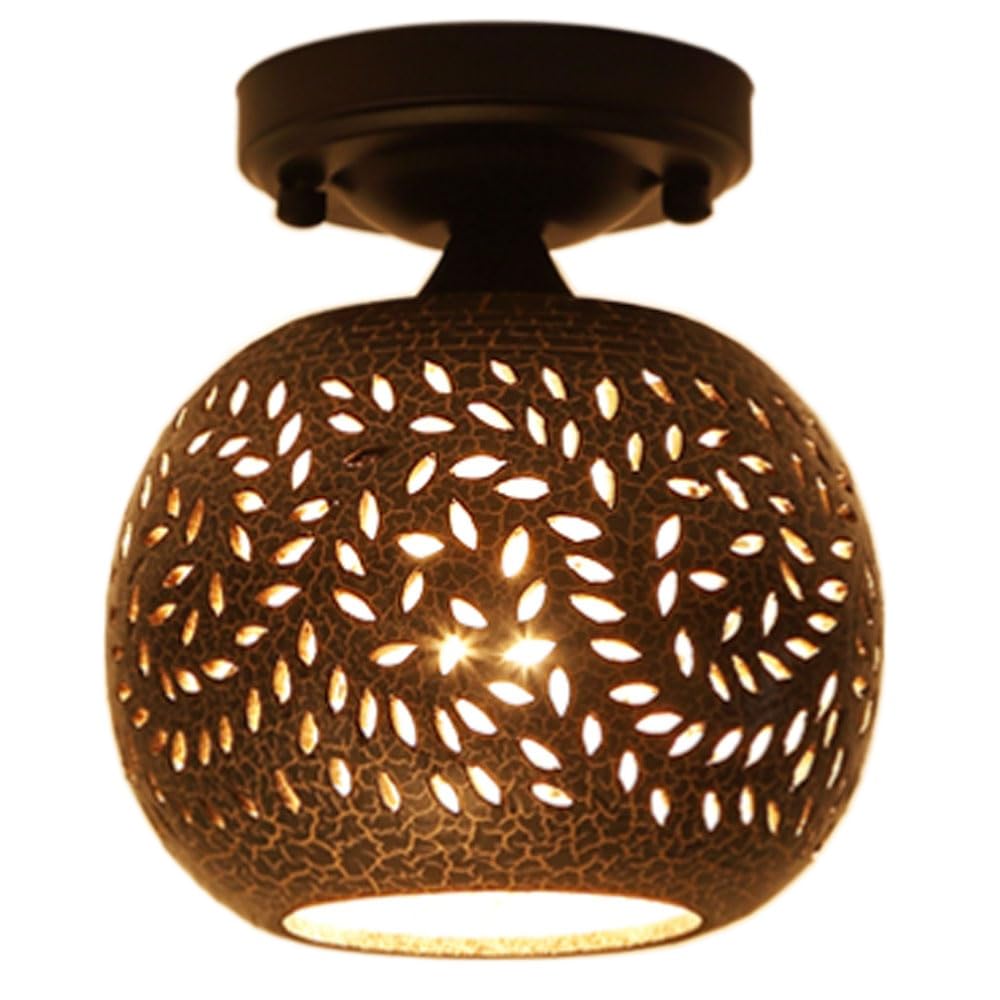 CHUNGYANG Semi Flush Mount Ceiling Light, Industrial Close To Ceiling Lighting Fixtures, Rustic Vintage Metal Black Ceiling Lamp For Kitchen Island Bedroom Hallway Farmhouse
