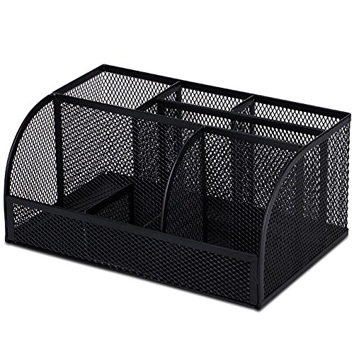 Farm & Ranch Multifunctionele combinatie kantoorpenhouder Metalen mesh desktopopbergdoos Zwart