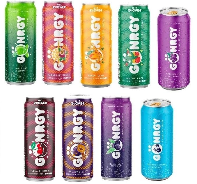 9 Dosen a 0 5 L Gönrgy Energy Mix verschiedene Sorten inc. Pfand Mischpaket + Space Keks gratis a 45 g von Onlineshop Bormann