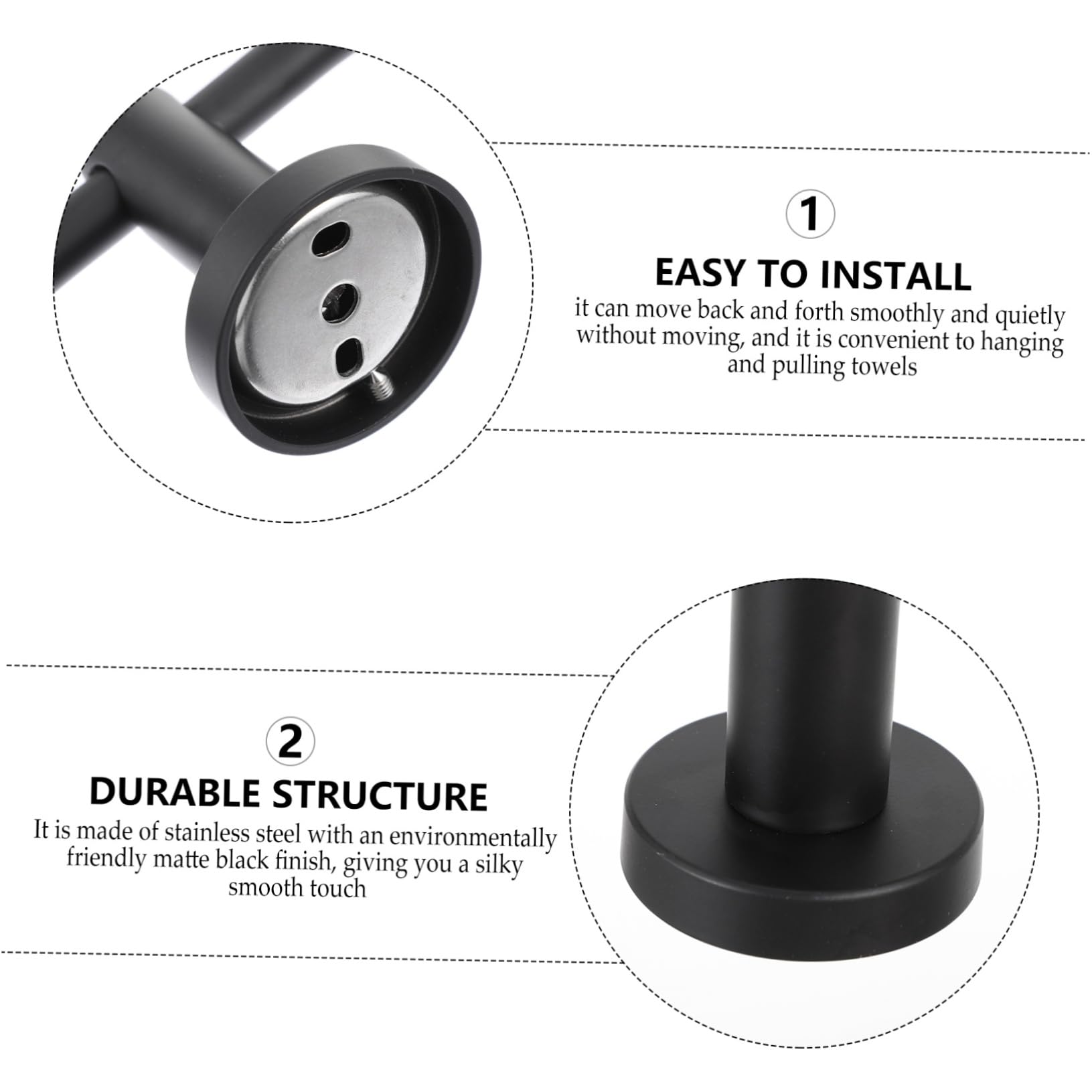 Anillo de Acero Inoxidable para Colgar Toallas Negro para Baño