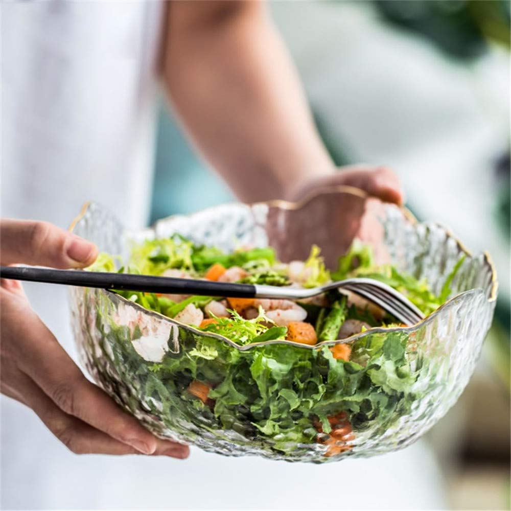 Salatschüssel, Abendessenschüsseln, Ramenschüsseln, Glas-Rührschüssel-Set, 3 Stück Allzweck-Salat-Servierschalen, für Suppe, Popcorn, Snack, Obst, Nudeln, Haferflocken, Frühstück