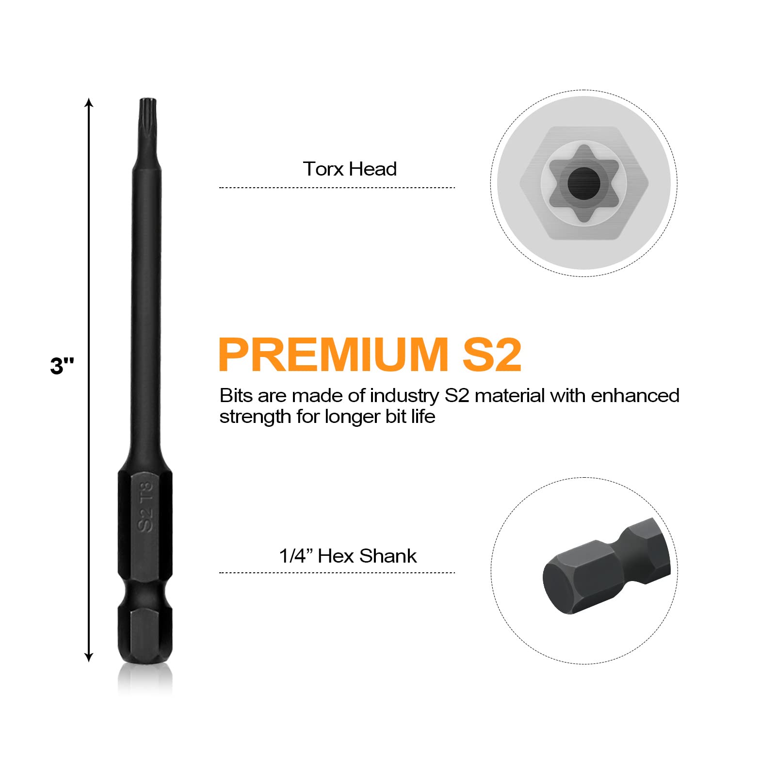 InPower Torx Bit Set, 12-Piece Security Bit Set, S2 Steel Tamper Proof Torx Bit Set with Bit Holder, Premium S2 SteelÂ and Quick Release Hex Shanks.
