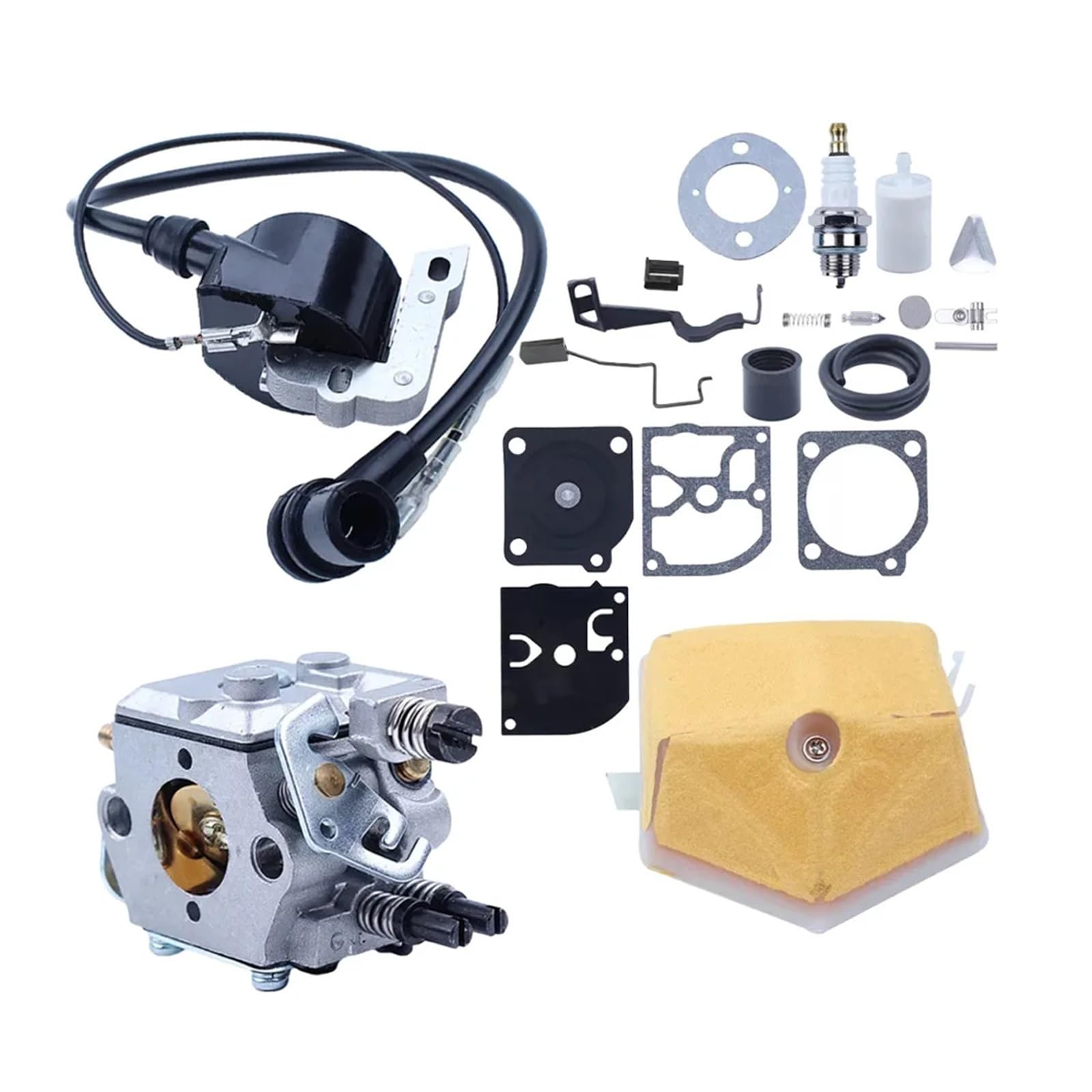 Fit For 55 51 Chainsaw 503281504 503901401 503898101 1 Set Carburetor Carb Ignition Coil Repair Kit