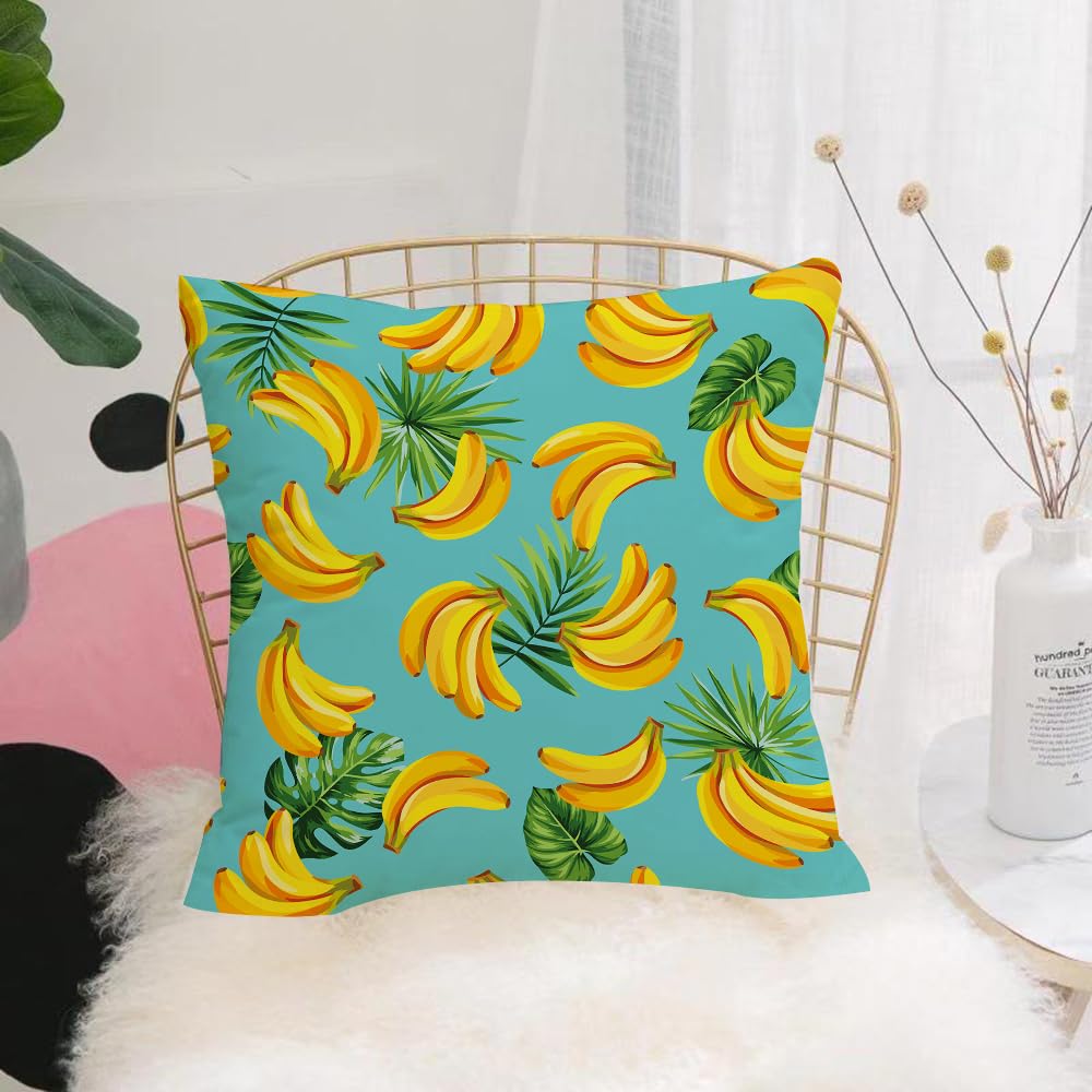 HYMSXW Cushion Cover,Throw Pillow Case Home Decorative for Living Room Bedroom Sofa Chair 20X20 Inch,with tropical palm leaves and bananas.,Pillowcase 50X50cm