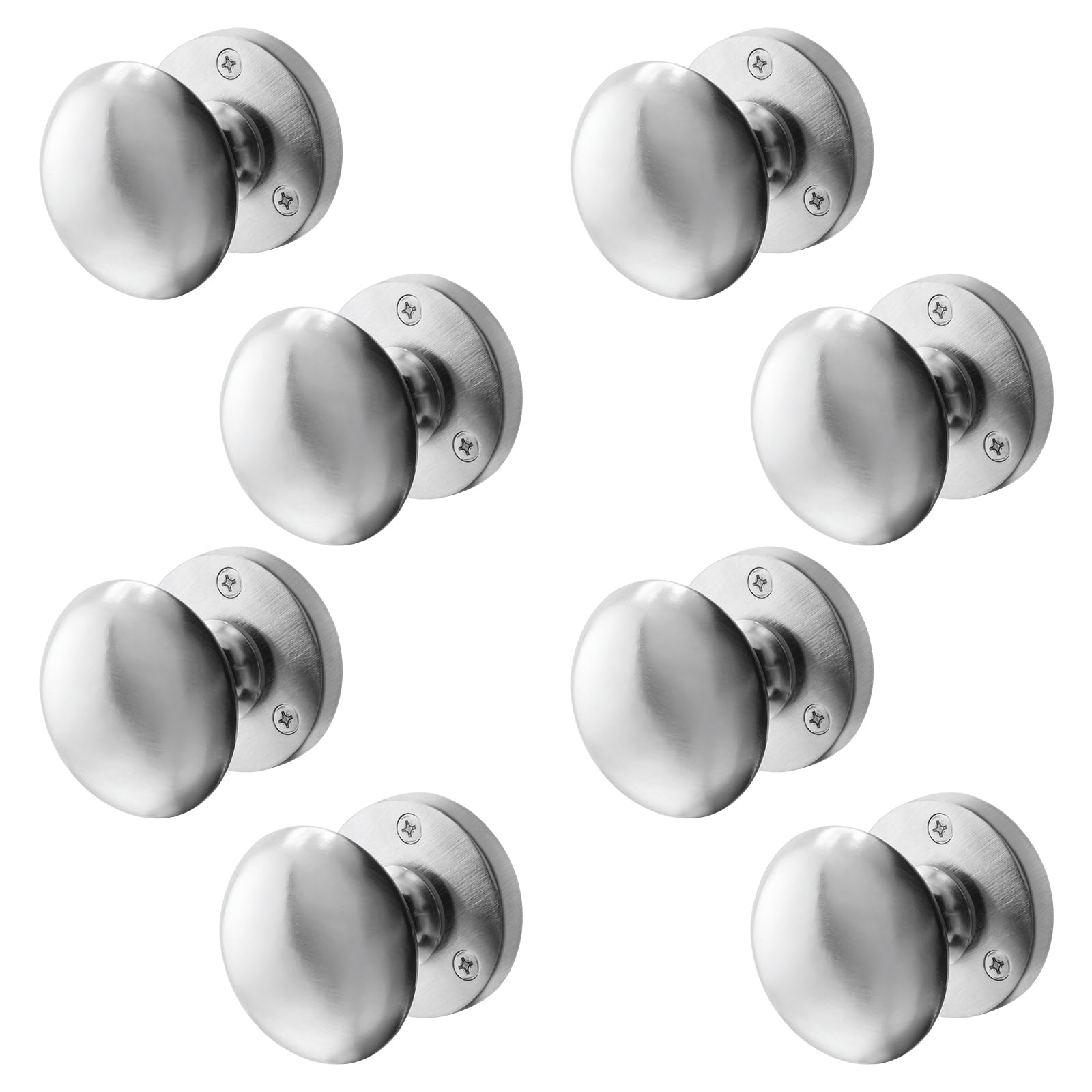 EAI Satin Door Knobs - 4 Pairs of Satin Chrome Victorian Mortice Knobs (55mm) for Internal Doors