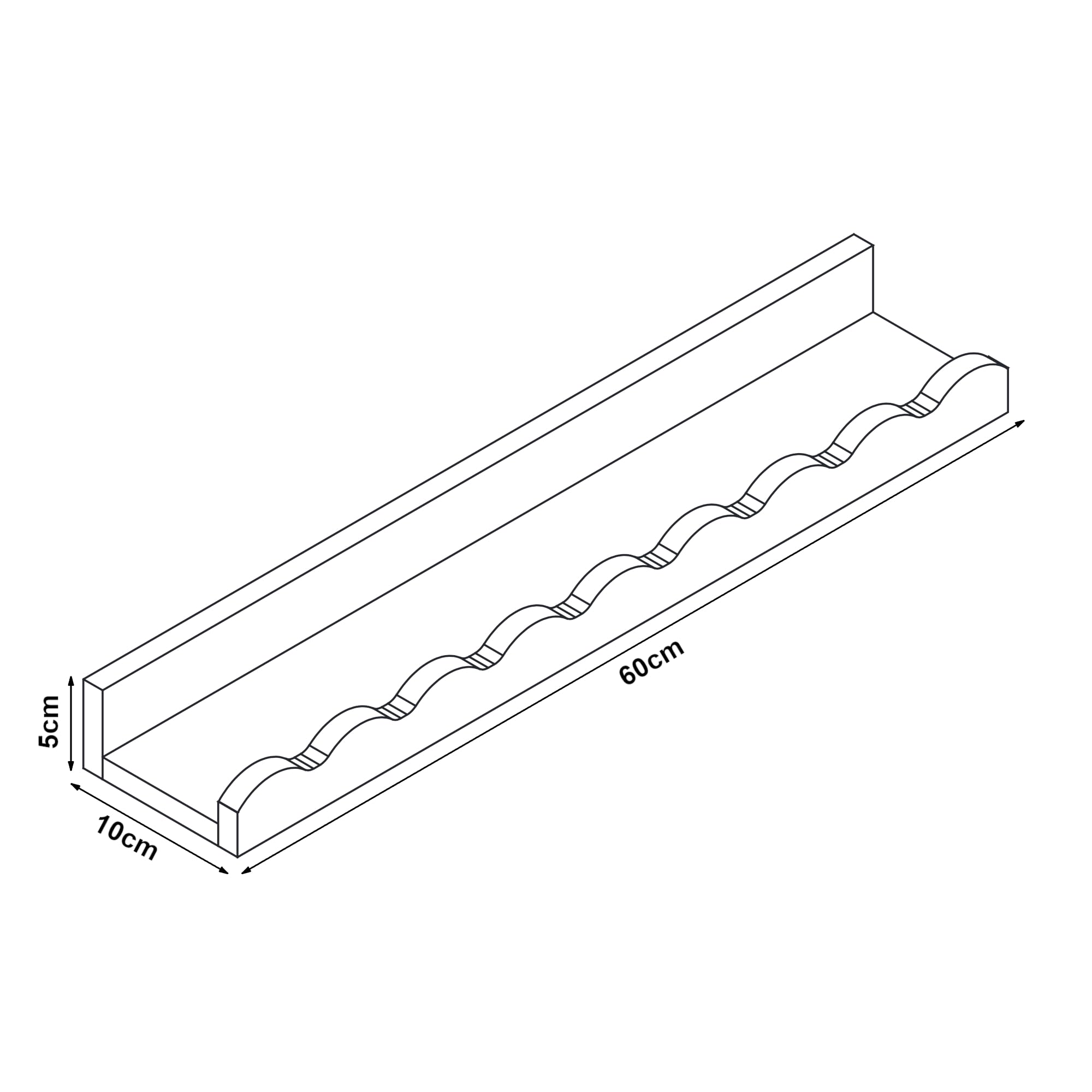 [en.casa] Set de 2 Estantes Flotantes Infantil Vestnes Baldas de Pared con Borde Ondulado Librería Dormitorio para Niños Habitación Infantil 60 x 10 x 5 cm Rosa - Algodón de azúcar