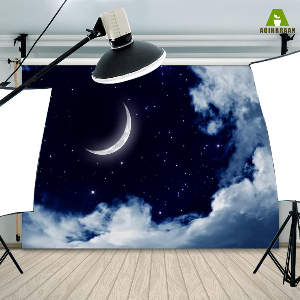 Sfondo Fotografico Aoihrraan 4,5x3 M – Notte Stellata, Foresta E Luna, Per Baby Shower E Compleanni - 4
