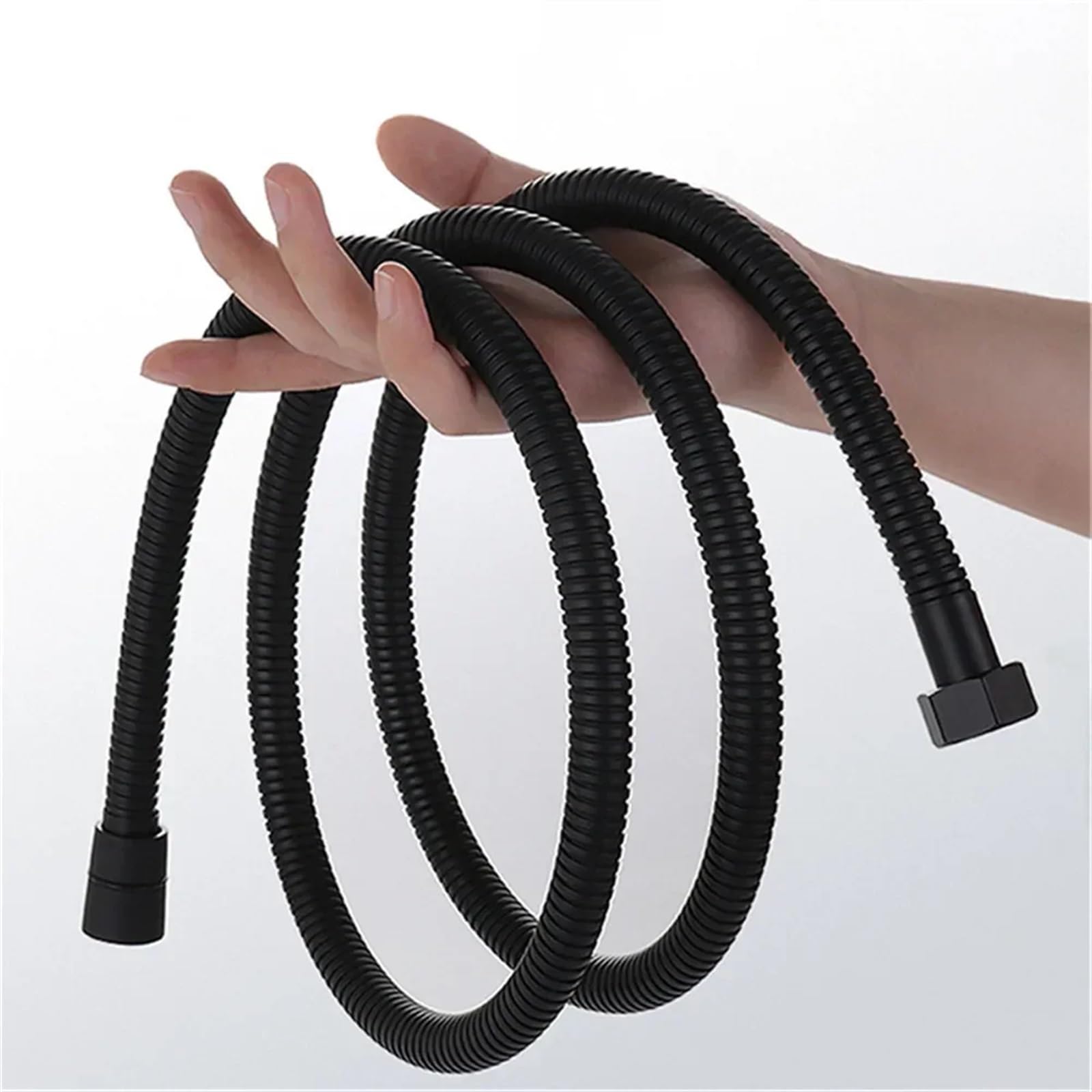Manguera de Ducha Manguera de ducha Flexible negra/plateada 1,5/2M, extensión tubo baño largo, agua, accesorios, 2 uds(Black,1.5m)