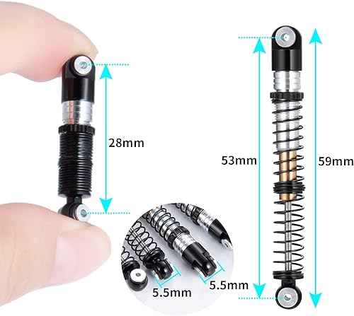 Miniatura 2 de Metal 2.087 in Skocks Kit RC Crawler Amortiguador largo amortiguador para 124 Axial Scx24 Vehículo Deadbolt C10 AXI00005 AXI00006 (negro)