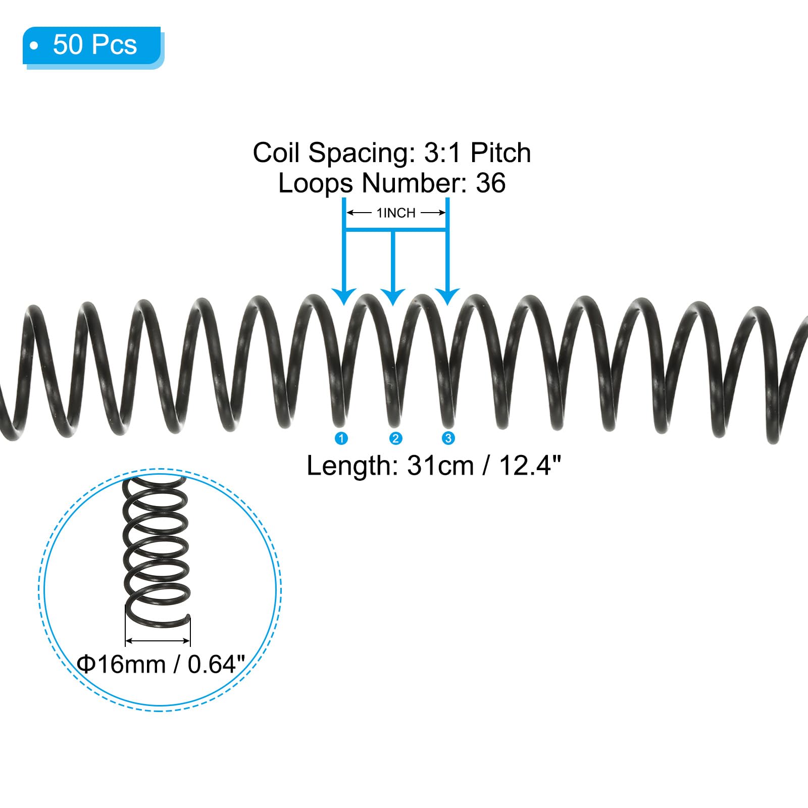 PATIKIL 16mm(5/8") Plastic Spiral Binding Coils - Image 2