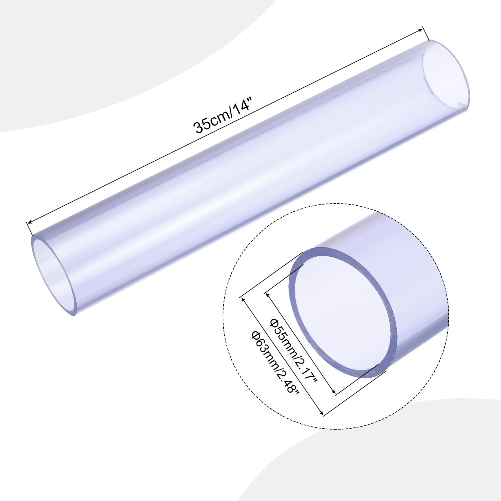 Tubo rígido Transparente de PVC, Tubo de PVC Azul de 0,35 m de diámetro Interior (12-100 mm), diámetro Exterior (16-110 mm) for Acuario y jardín.(43mmx50mmx0.35m)