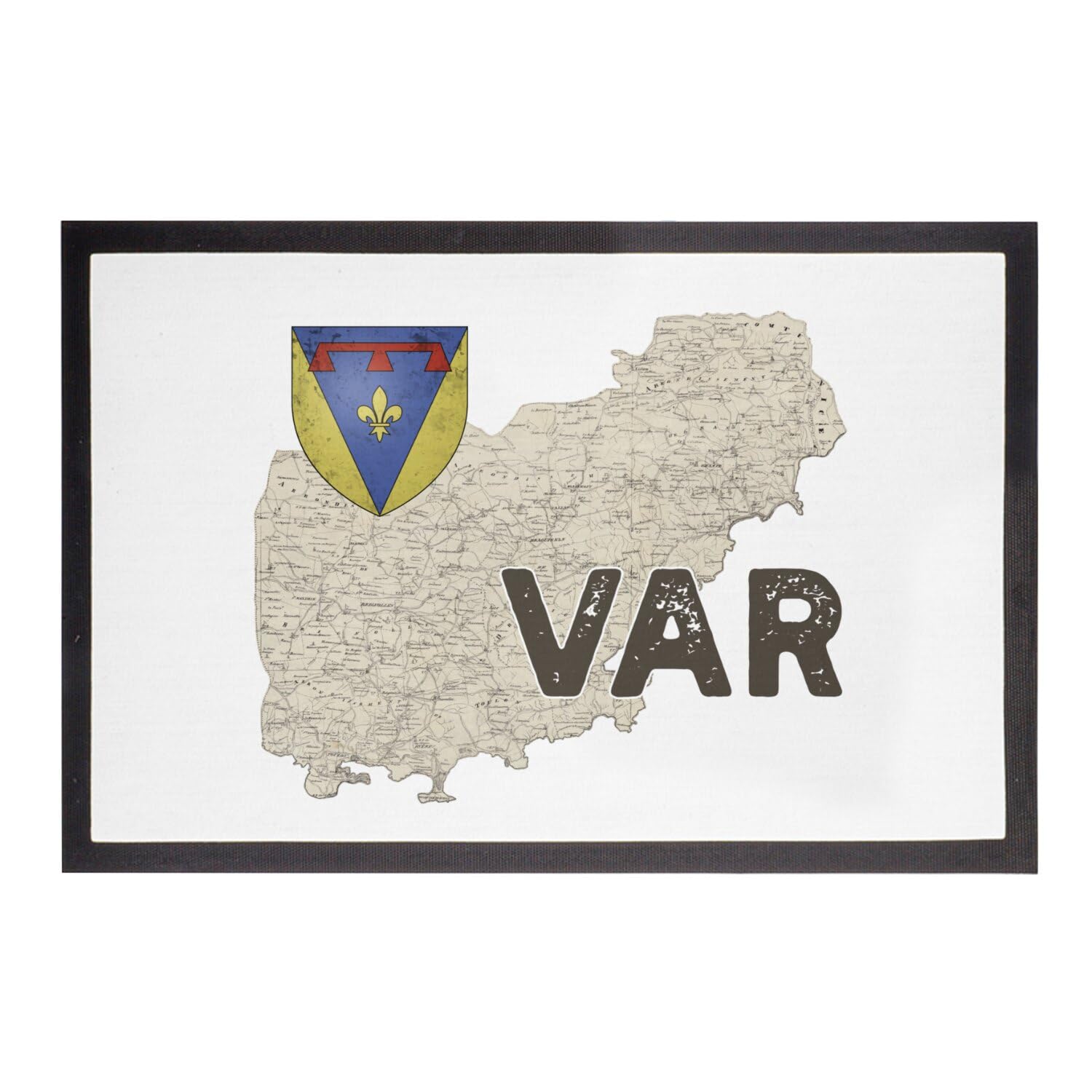 Paillasson Var 83 Toulon Carte Ancienne Rare Blanc - Tapis Entrée PACA 75x50cm