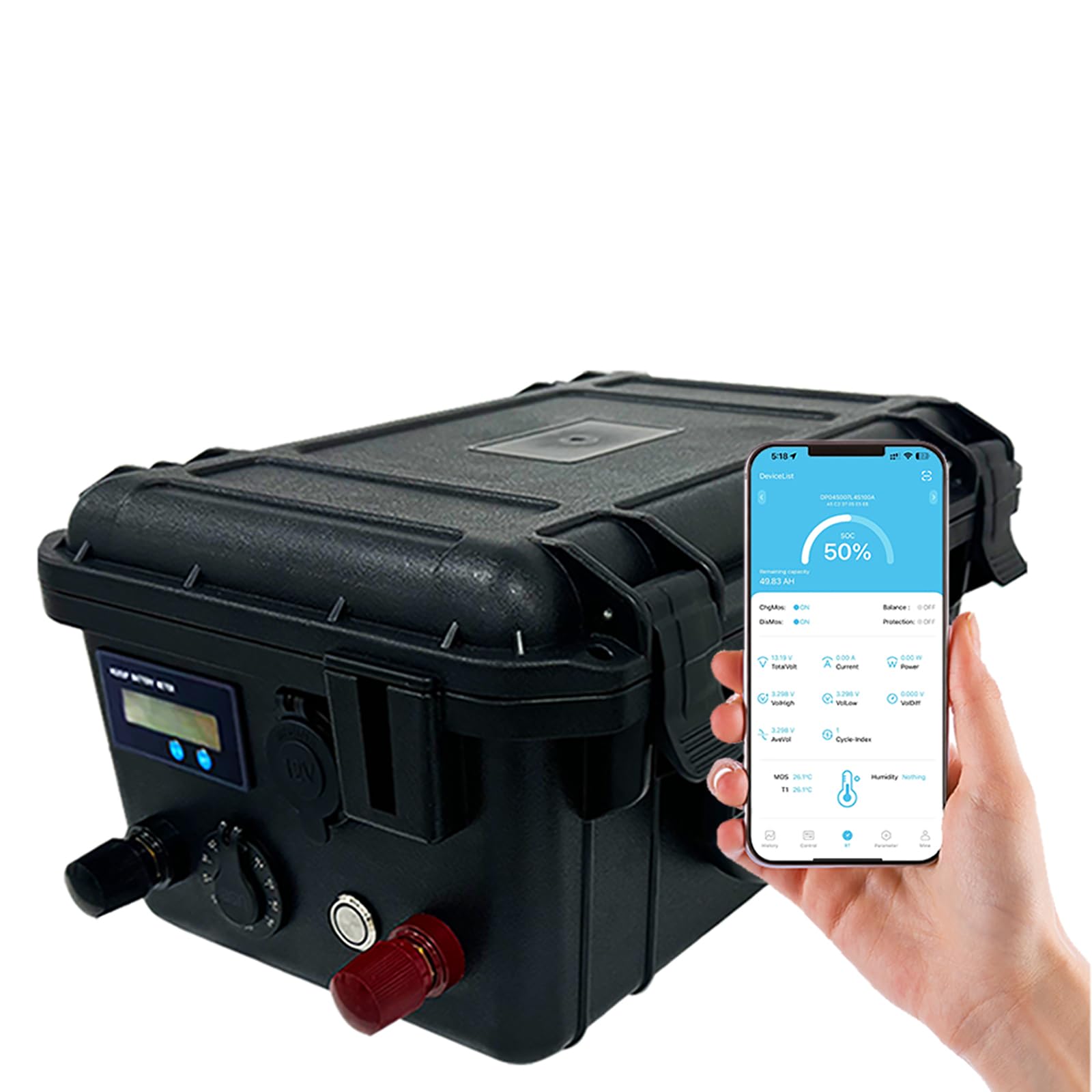 SaiJiaoYang LiFePO4 12V 100Ah Marine Battery with Bluetooth, Build-in 100A BMS up to 10000 Deep Cycle Perfect for Trolling Motor, Outboards, RVs,