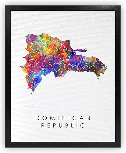 Dignovel Studios 11 x 14 sin marco, mapa de República Dominicana, nación caribeña, patria, patria, mapa del mundo, acuarela, arte impreso, póster