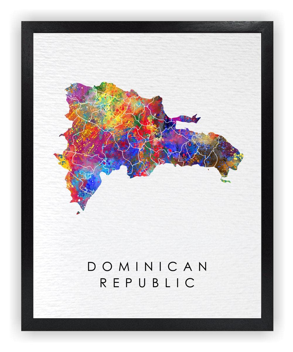 Dignovel Studios 11X14 Unframed Dominican Republic Map Caribbean Nation Tourist Motherland Homeland Country Map World Map Watercolor Art Print Poster Wall Hanging Decor DN802
