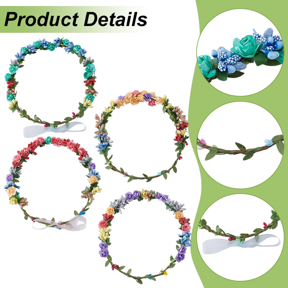 INFUNLY Lot de 12 couronnes de fleurs à faire soi-même, pour bricoler votre propre couronne de fleurs, bandeaux et bracelets faits à la main