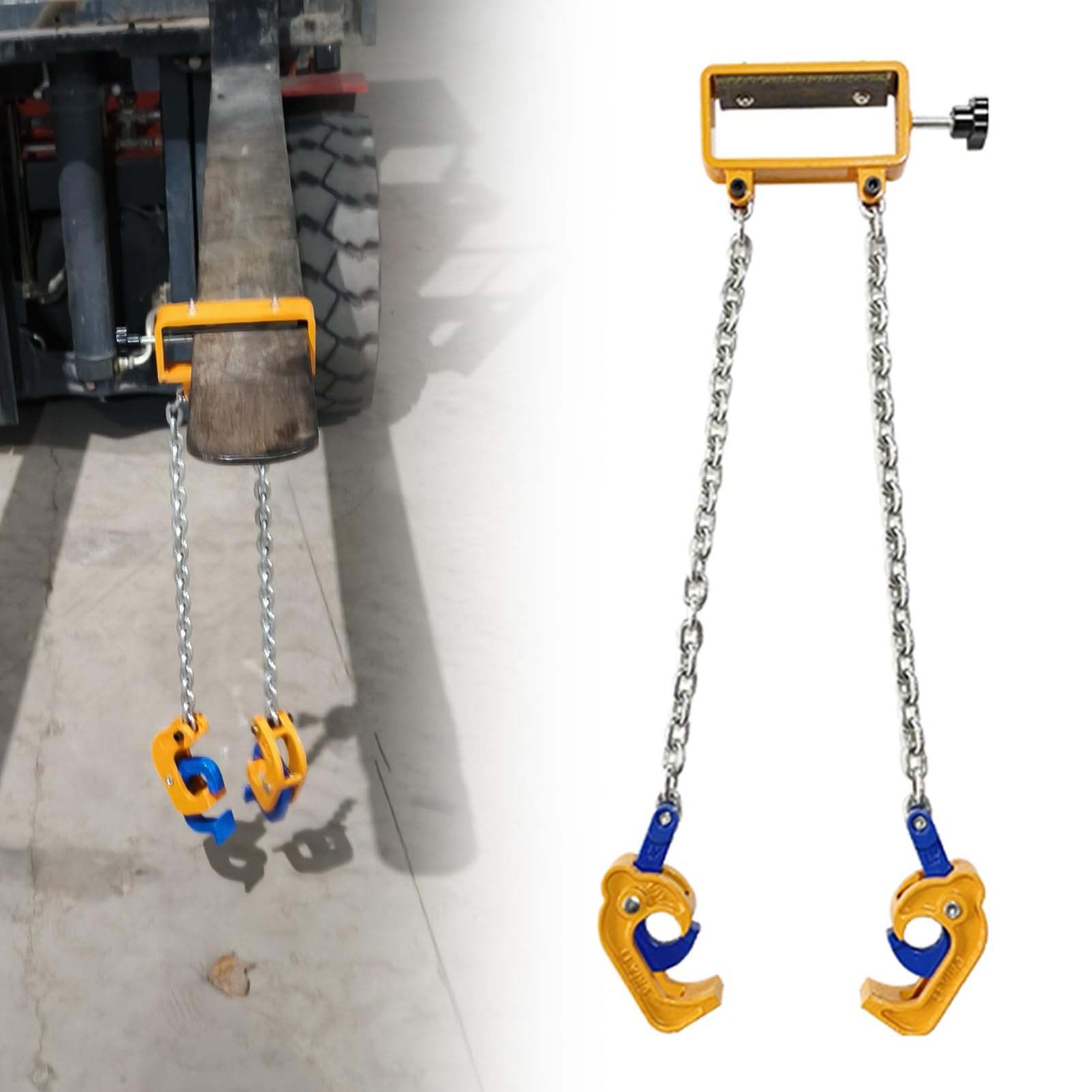 Fassheber Fassheber für Gabelstapler mit Verstellbarer Schraubklemme, Transportwerkzeug für Fässer mit 500 kg Tragkraft, Universelle Hebezange für 2 Kettengehänge