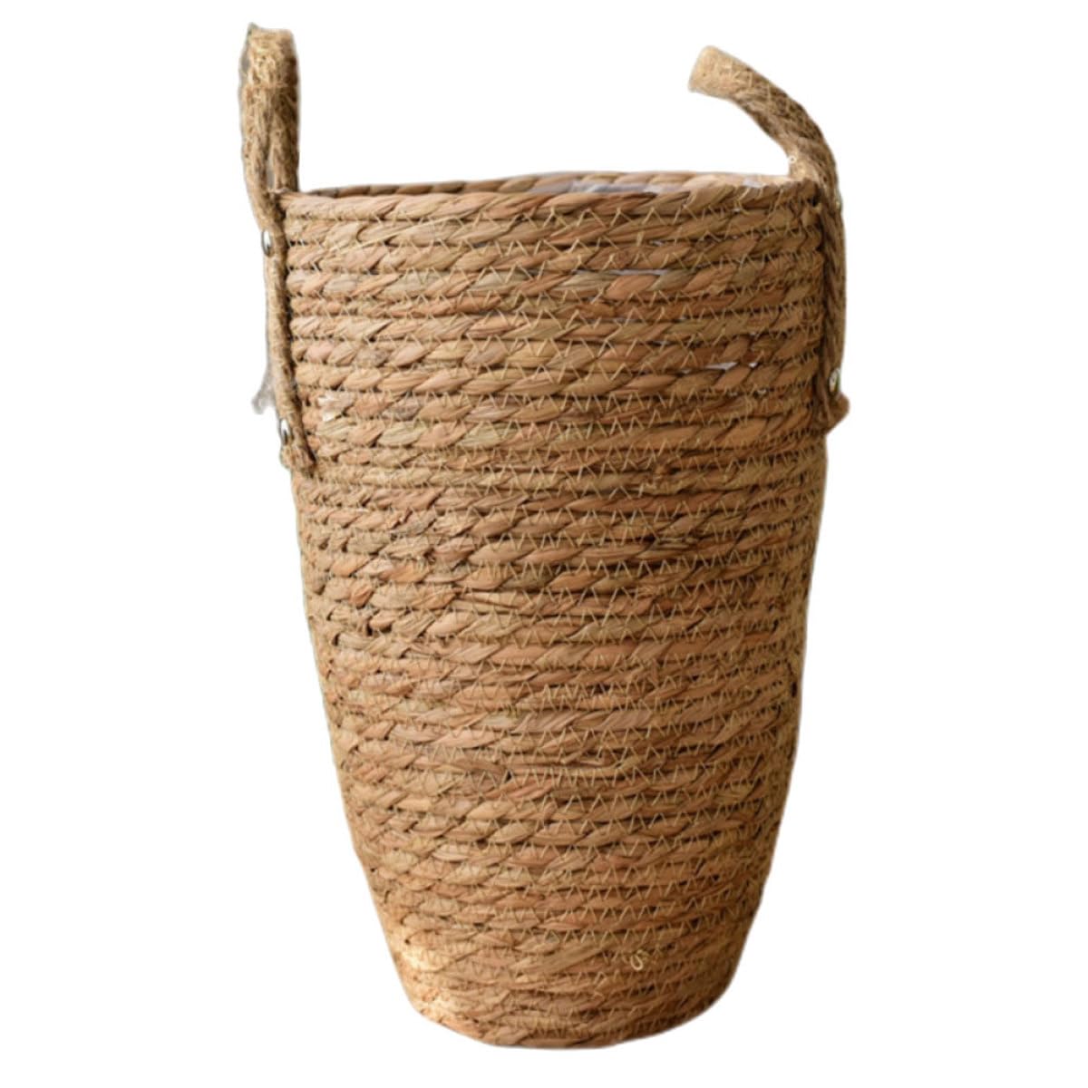 Panier Tressé en Paille, Grand Format, Élégant et Décoratif, pour Maison | Usage Polyvalent, Gain de Place, Structure Solide, pour Balcon Abrité et Intérieur, Style Rustique