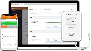 Elitech 4G Wireless Remote Real-Time IoT Temperatur-Feuchte Monitor Digitaler Datenlogger mit Einzeltempertursensor Erweiterungskanal, APP/Cloud-Datenspeicherung (RCW-360Pro-SC Benötigt Sonde)