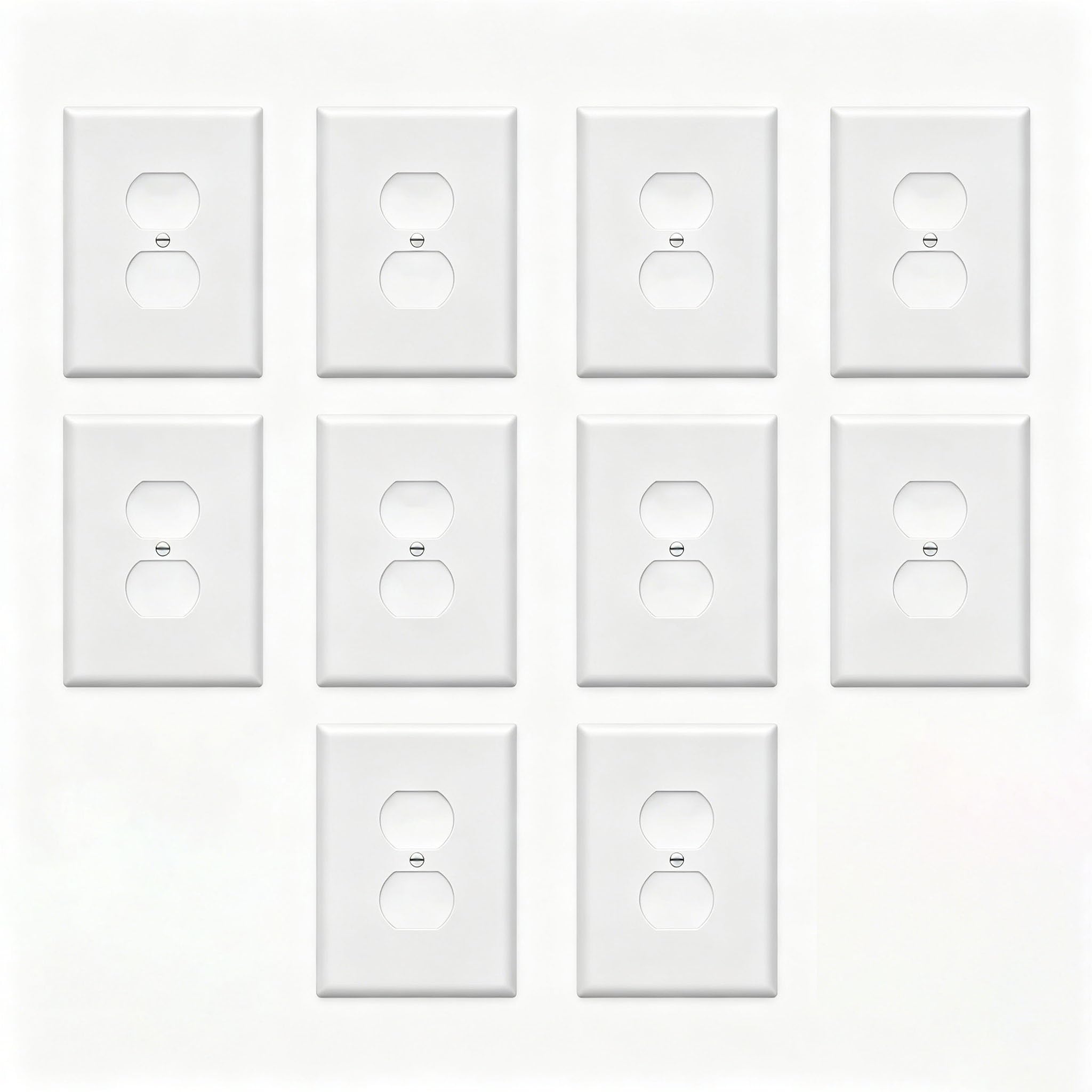 ZEFTV Over-Size Duplex Outlet Cover Wall Plates 1-Gang 5.5" x 3.5" Switch Outlet Electrical Cover Plate Unbreakable Thermoplastic Faceplate for Light Receptacle Outlet Switch, White (10 Pack)