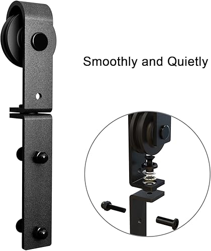 Miniatura 5 de ETIASQSA Kit de herrajes para puerta corrediza de granero plegable de 42 pulgadas3.5 pies, suave y silenciosamente, ahorra espacio, resistente,