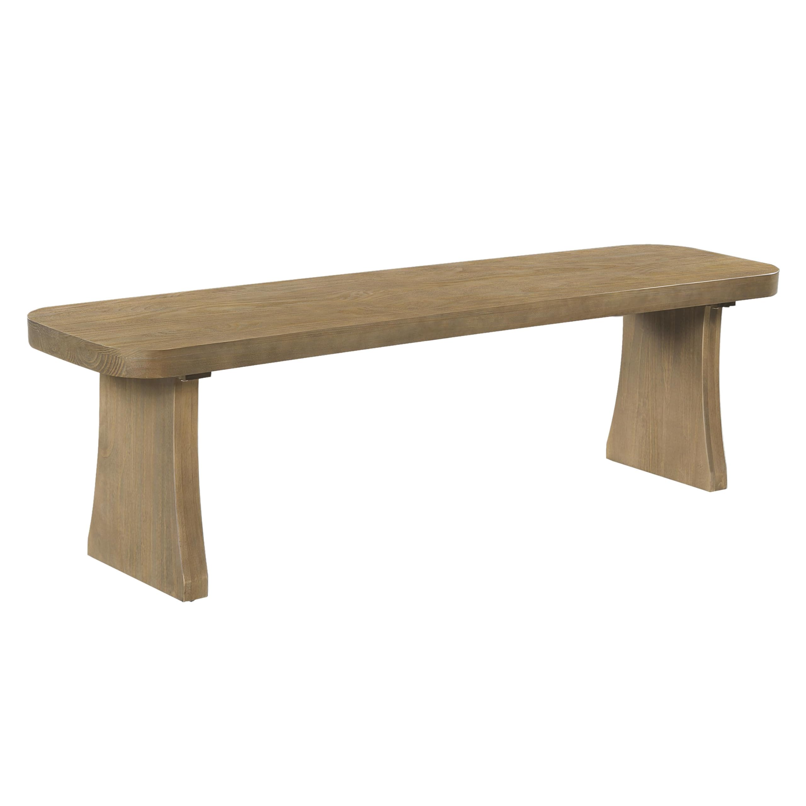 Solid Pine Wood Dining Bench with Flared Trouser Legs, 62.9 Inch Long Seat Supports 3 People, 350 LBS Weight Capacity Indoor Bench for Kitchen, Dining Room & Living Room