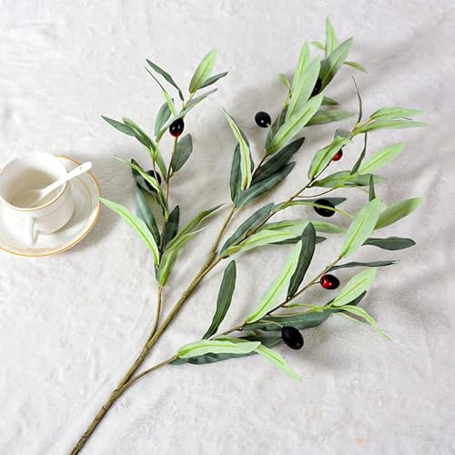 Melorca&Guilla Artificial Plants,3Pcs 39" Green Olive Faux Branches For Vase,Artificial Plants For Shop Garden Office Home Décor (3, Green Olives) #TOP6