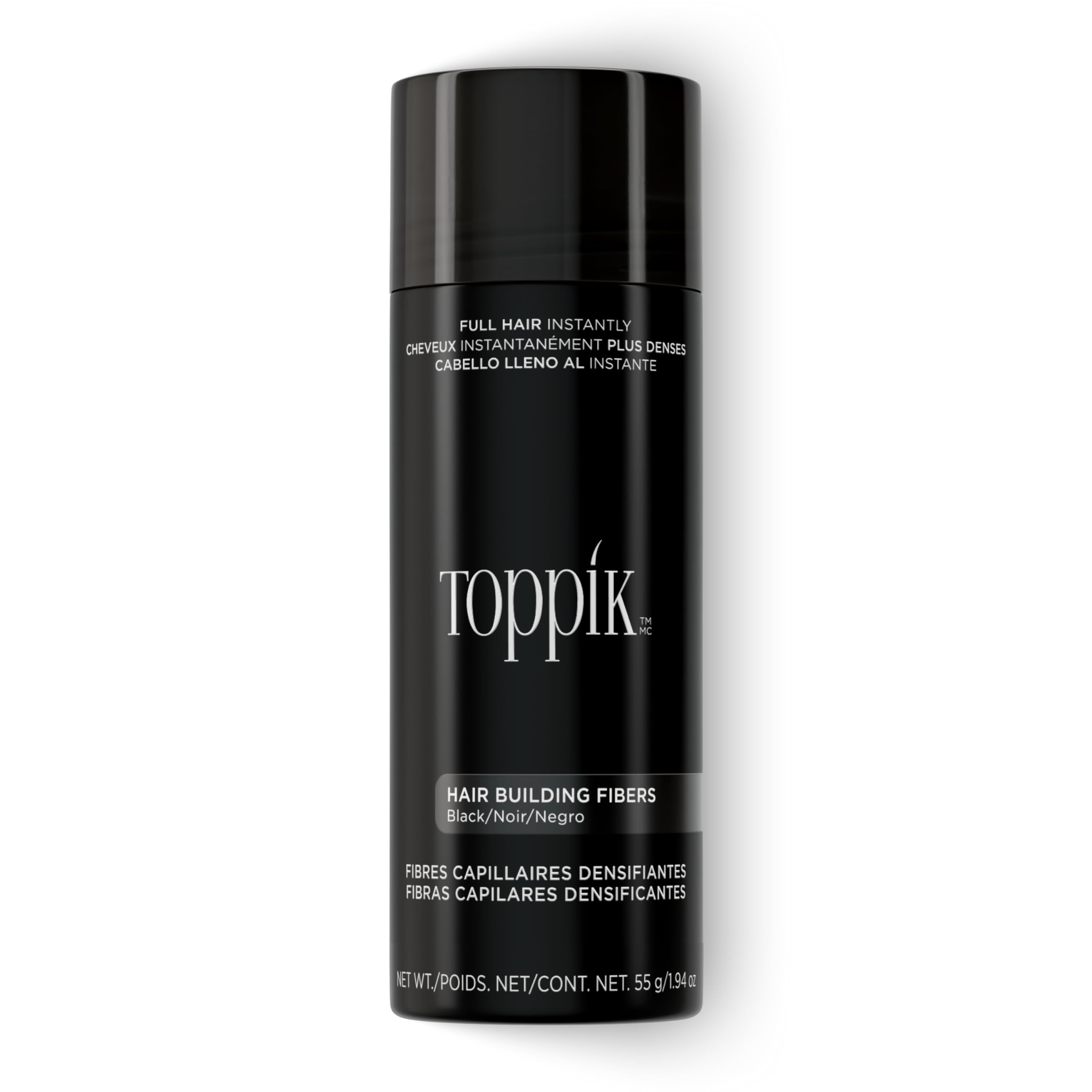Toppik Hair Fibres Black, Premium Keratin for Thicker Hair, 55g