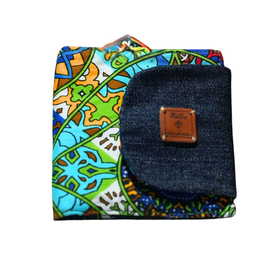 Women's Wallet in African Ankara Fabric with Pouch - Stylish Money Wallet with Card Slot & Organizer, Green Abstract Print-image-48