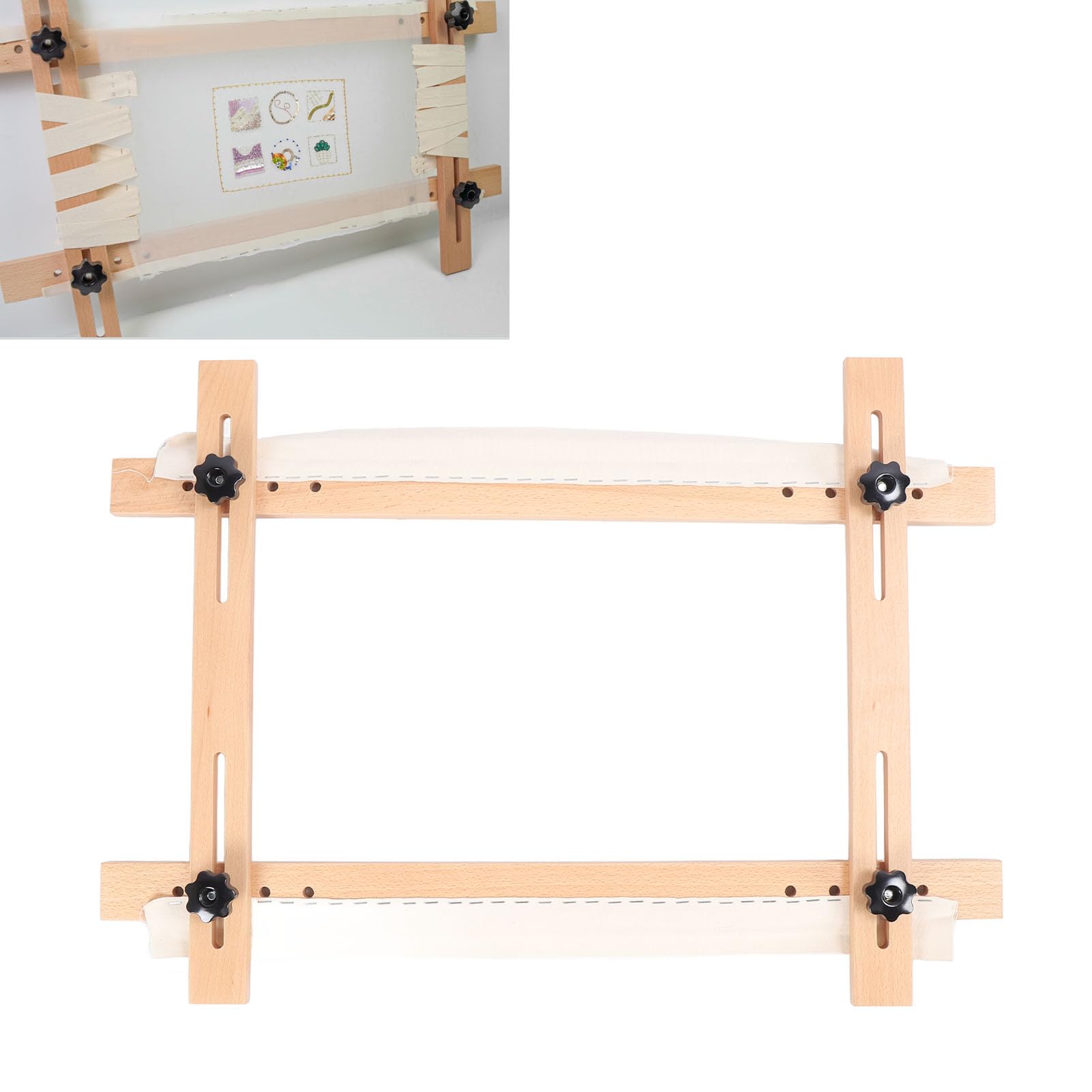 Hamwesh Telaio per Ricamo Ad Ago, Regolabile Fino a 70x50 Cm in Legno di Faggio per Ricamo, per Arazzo, per Scorrimento, Telaio Rettangolare per Quilting a Punto Croce con Morsetto da Scrivania per