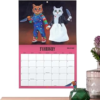 Scaredy Cat カレンダー 2024 漫画 怖い猫 壁掛けカレンダー 面白い壁掛けカレンダー 11x8インチ 厚紙 12ヶ月カレンダー 整理&計画用